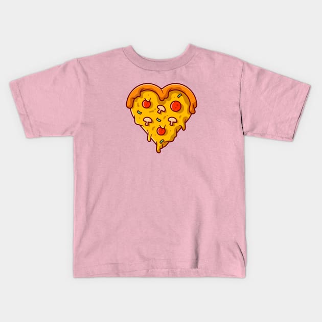 Love Pizza Cartoon Illustration Kids T-Shirt by Catalyst Labs